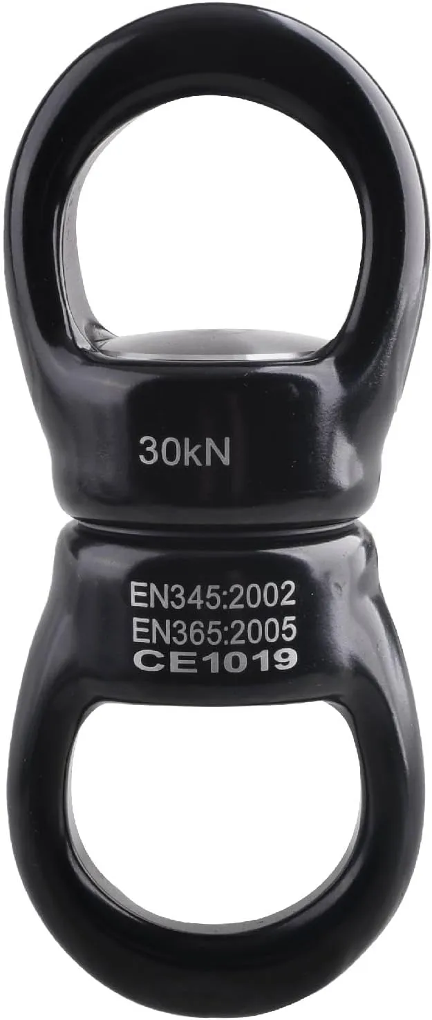 JEELAD 30kN Swing Swivel Rotational Safety Device Hanging Accessory for Rock Climbing Hanging Hammock Web Tree Swing Aerial Dance Children's Swing Spinner Hanger (Black)