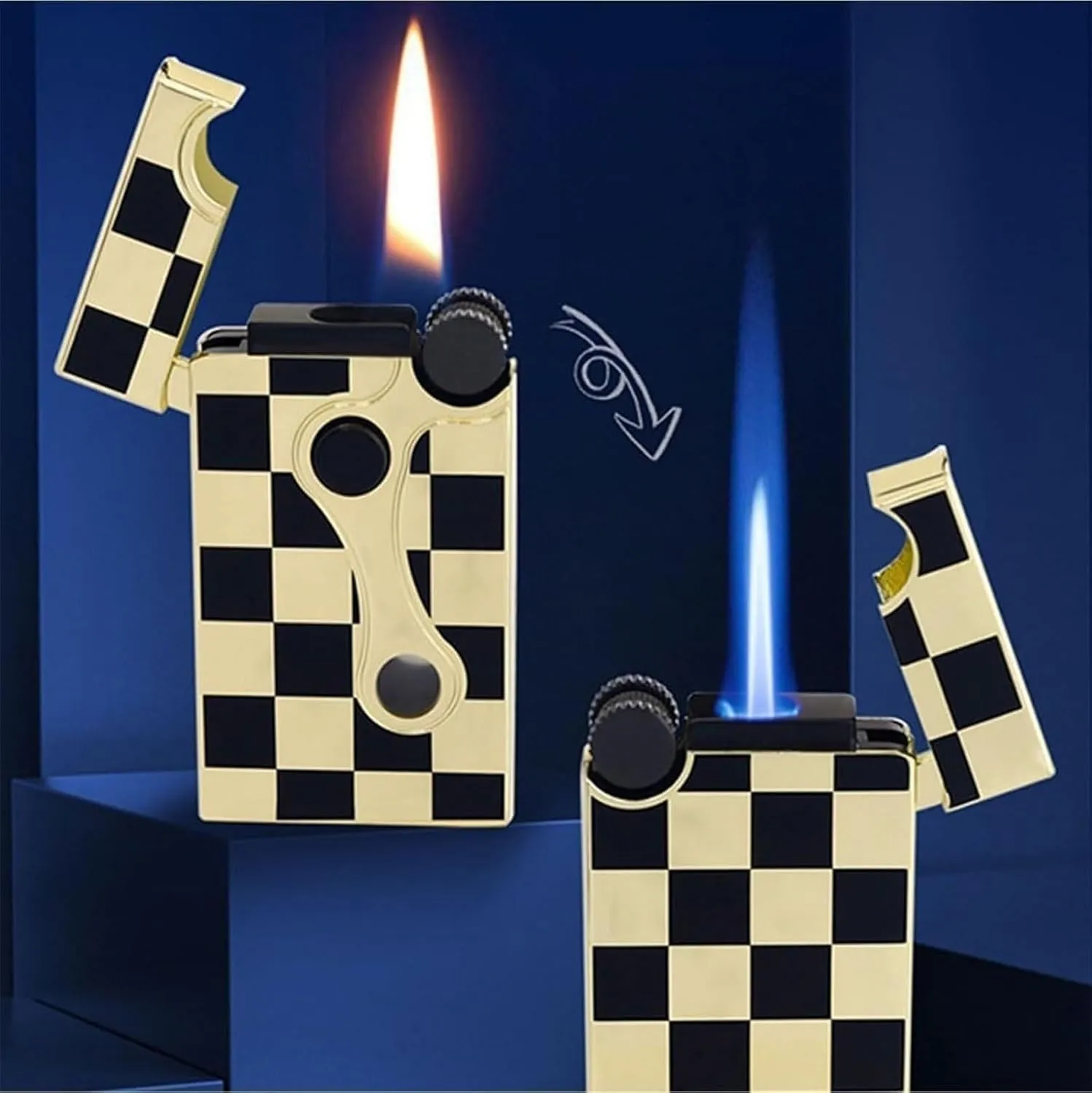 Jet Metal Butane Lighter Soft Flame/Windproof Direct Flame Dual Igniter with Visible Fuel Window(#fe62c5)