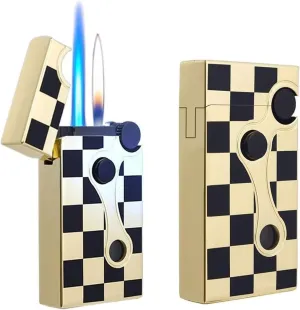 Jet Metal Butane Lighter Soft Flame/Windproof Direct Flame Dual Igniter with Visible Fuel Window(#fe62c5)