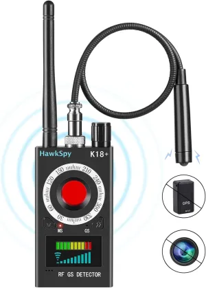 K18 Hidden Camera Detectors Bug & GPS Tracker Scanner Spy Camera Finder for Hidden Devices Listening Device Scanner with Sound & Vibration Alarm Portable Privacy Protection(Black)