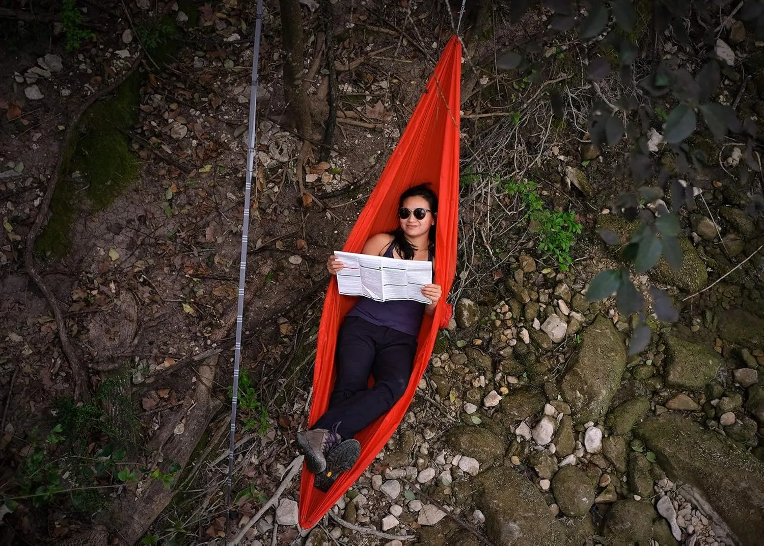 KAMMOK: Roo Single Ultra Light Hammock | Strong & 100% Recycled Fabric | Water Resistant, Ripstop Fabric | Comfortable, Packable, Lightweight (Adventure Grade, Granite Gray