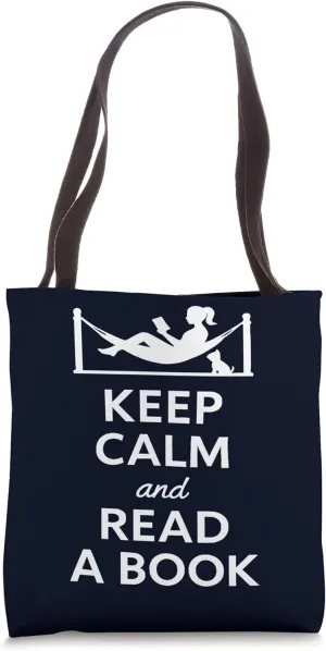 Keep Calm Read Book Funny Reading Lover Hammock Cat Tote Bag