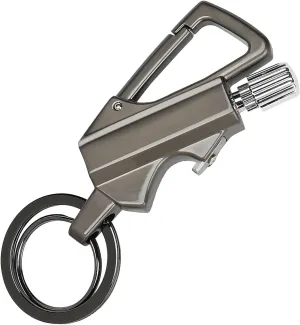 Keychain Lighter Kerosene Refillable for Outdoor Hikers Campers Waterproof Matches Lighter Portable Push - Pull Buckle Design(Silver)