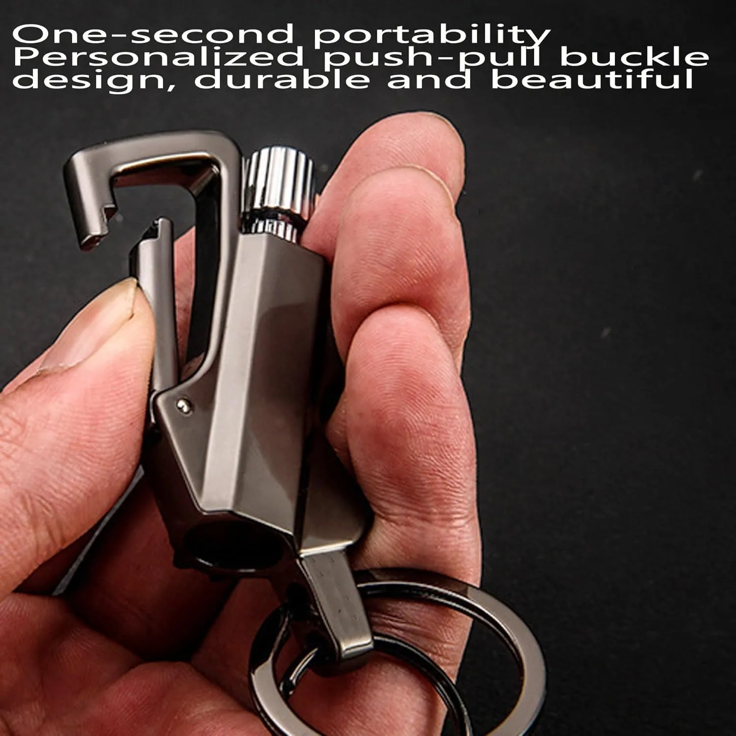 Keychain Lighter Kerosene Refillable for Outdoor Hikers Campers Waterproof Matches Lighter Portable Push - Pull Buckle Design(Silver)