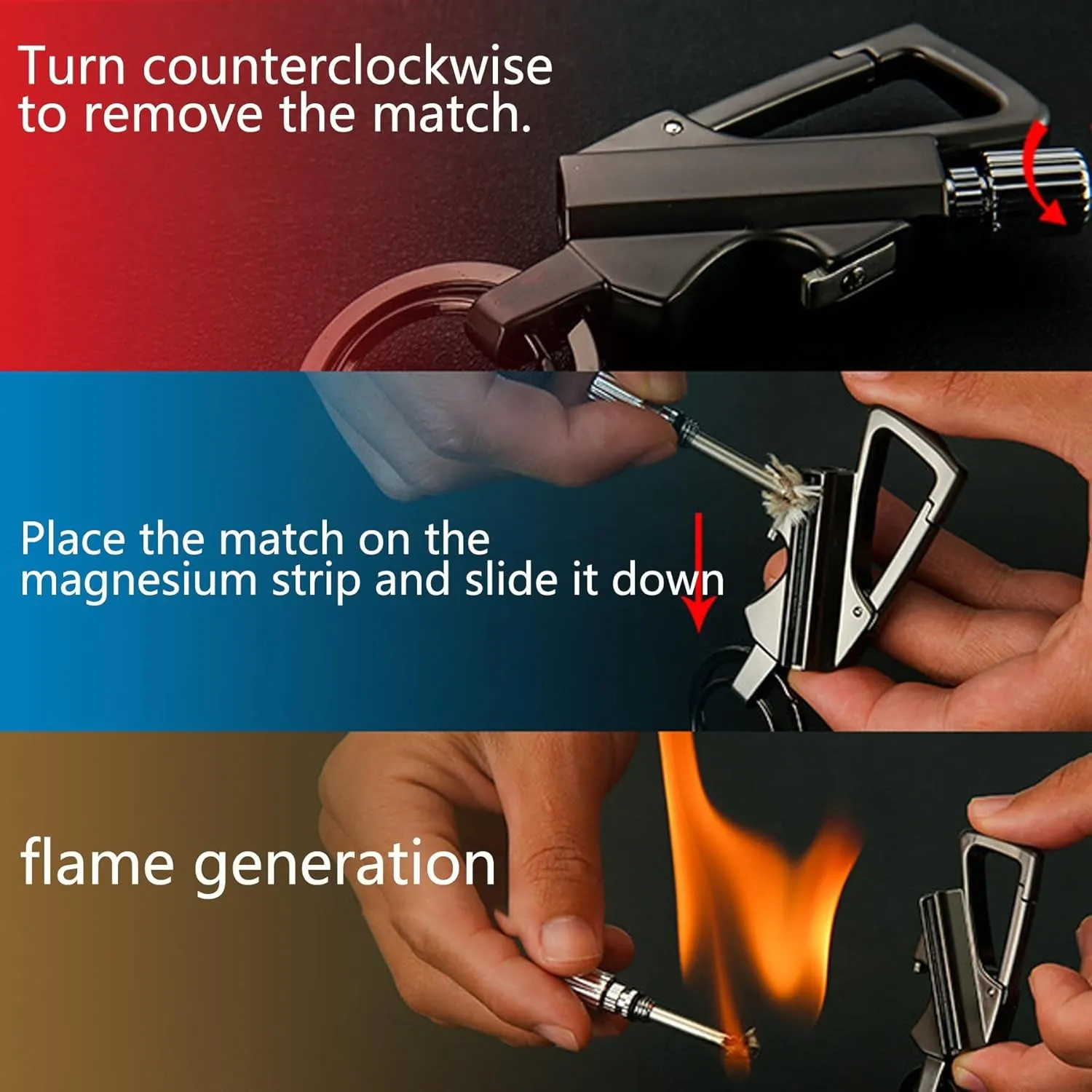 Keychain Lighter Lightweight Waterproof Refillable for Outdoor Hikers Camping Matches Kerosene Lighter 2-Pack(Gold)