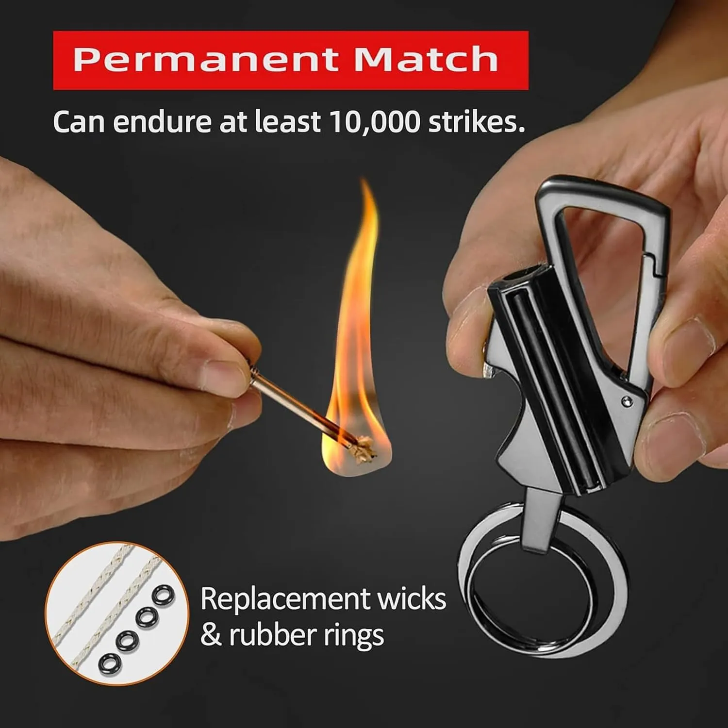 Keychain Lighter Lightweight Waterproof Refillable for Outdoor Hikers Camping Matches Kerosene Lighter 2-Pack(Gold)