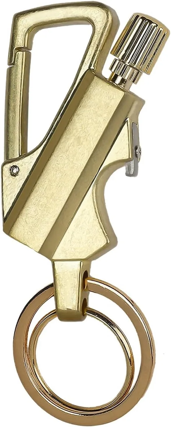Keychain Lighter Lightweight Waterproof Refillable for Outdoor Hikers Camping Matches Kerosene Lighter 2-Pack(Gold)