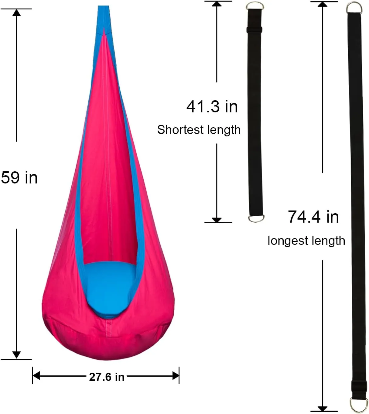 Kids Pod Swing Hanging Seat Child Hammock Chair Indoor and Outdoor Sensory Swing 100% Cotton Loading Capacity 170 lbs (Pink)
