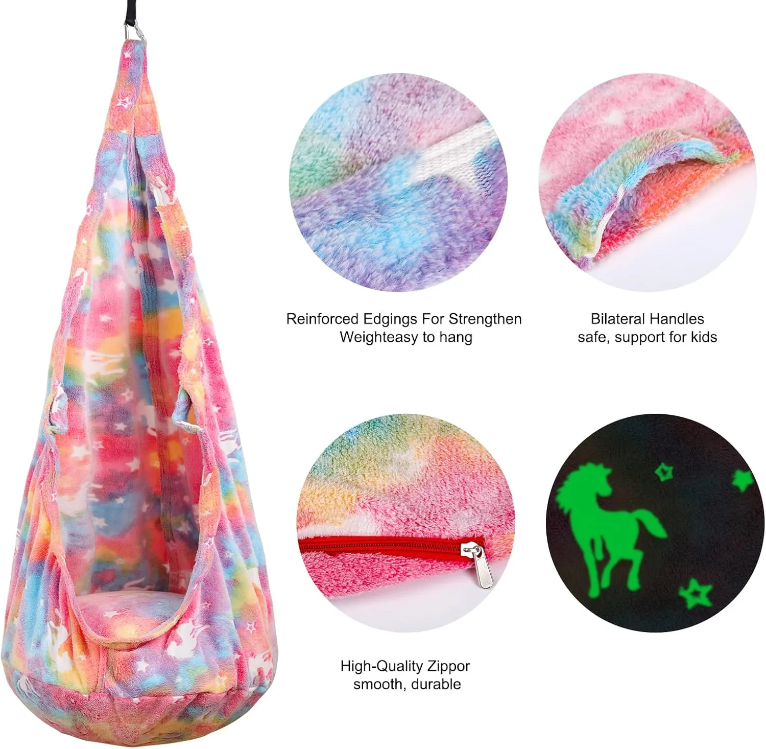 Kids Pod Swing Seat, Sensory Swing Chair with PVC Inflatable Cushion, Hanging Hammock Chair for Indoor and Outdoor Use