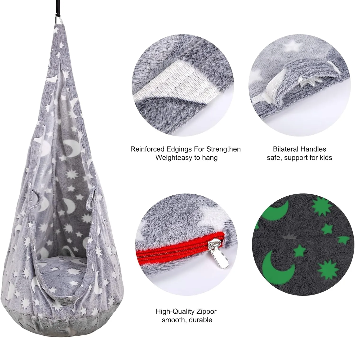 Kids Pod Swing Seat, Sensory Swing Chair with PVC Inflatable Cushion, Hanging Hammock Chair for Indoor and Outdoor Use