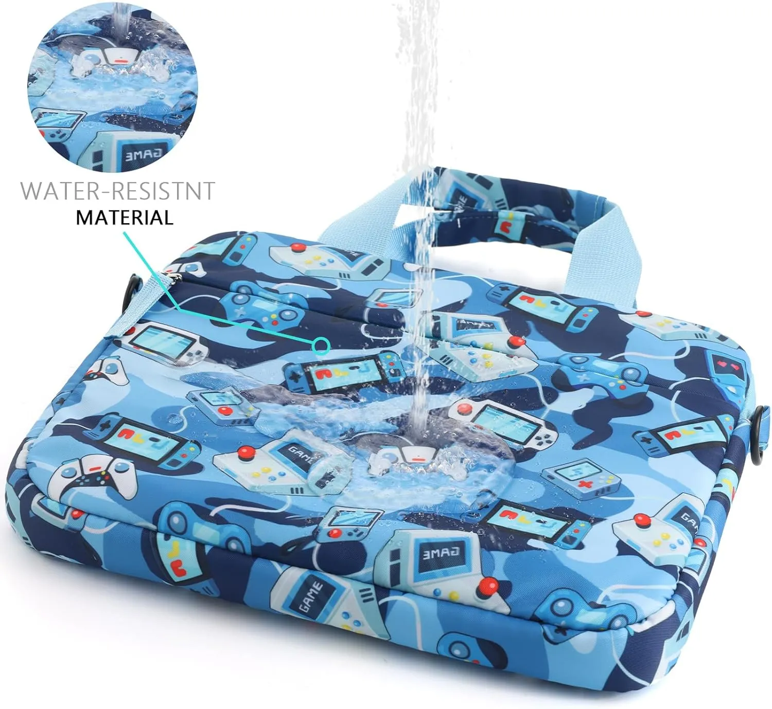 Kids Tablet Case for Boys, Kids Tablet Bag Sleeve for Fire HD 10, HD 8, 7 Kindle, Games Camo Blue