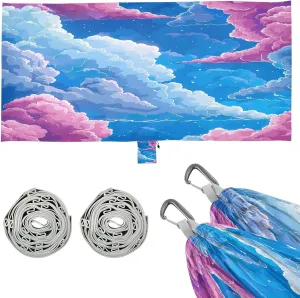 Kigai Colorful Clouds Camping Hammock Durable & Portable Travel Hammock Holds 330lbs with Tree Strapsm, Pocket, Camping Accessories