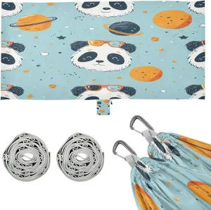 Kigai Cute Panda Camping Hammock Durable & Portable Travel Hammock Holds 330lbs with Tree Strapsm, Pocket, Camping Accessories