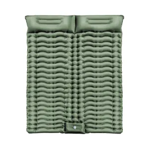 KILIROO Double Inflatable Camping Sleeping Pad with Pillow (Army Green)