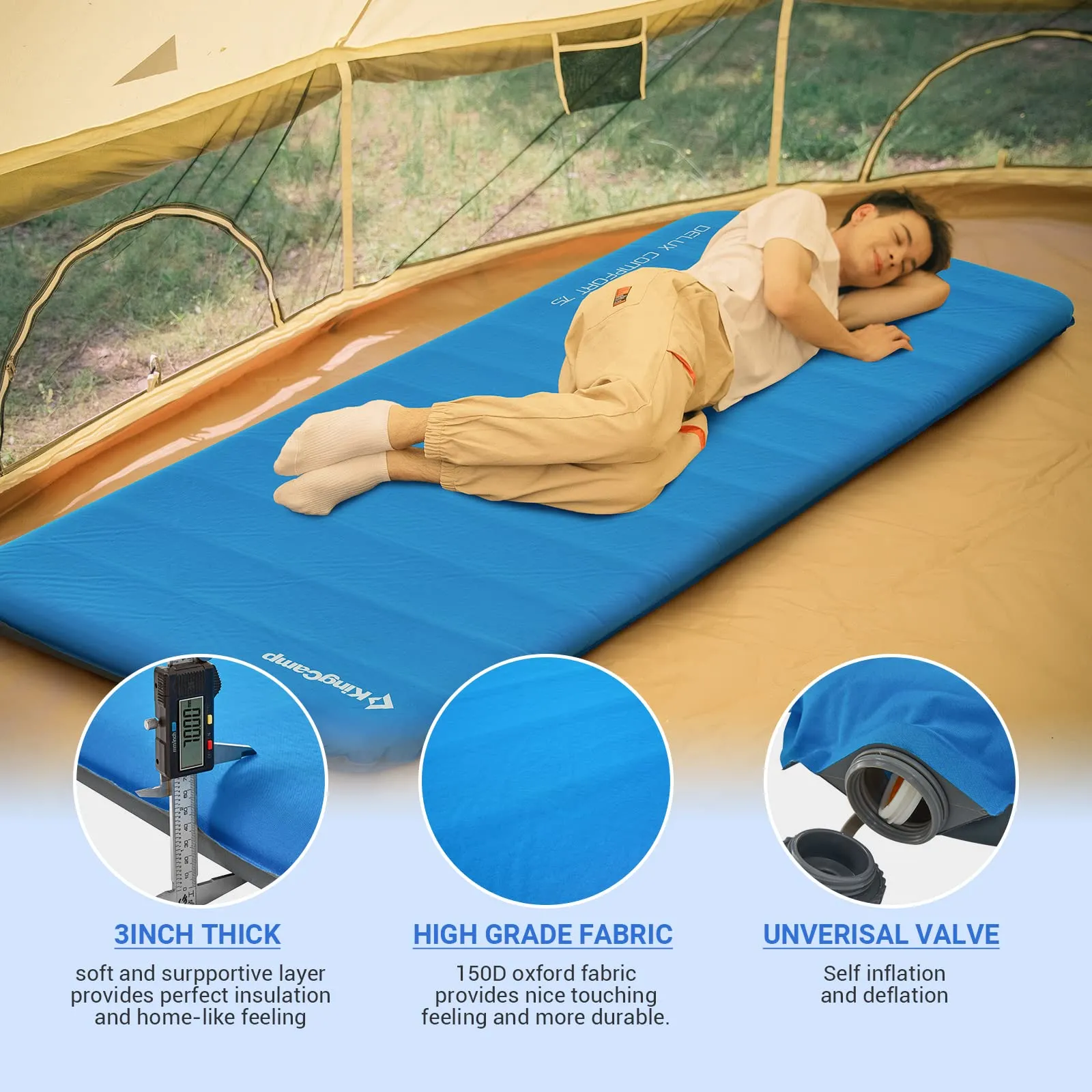 KingCamp 3-Inch Self-Inflating Foam Camping Mat