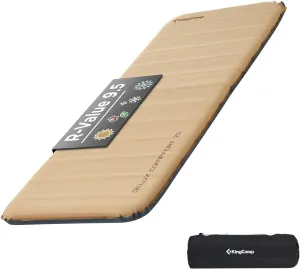 KingCamp Self Inflating Air Mattress, R 6.5 Foam Sleeping Pad for Single Adult 3" Thick Camping Mat Camping Essentials with Perforated Foam Core for Outdoor Tent Cot Car Backpacking (Khaki/Charcoal)