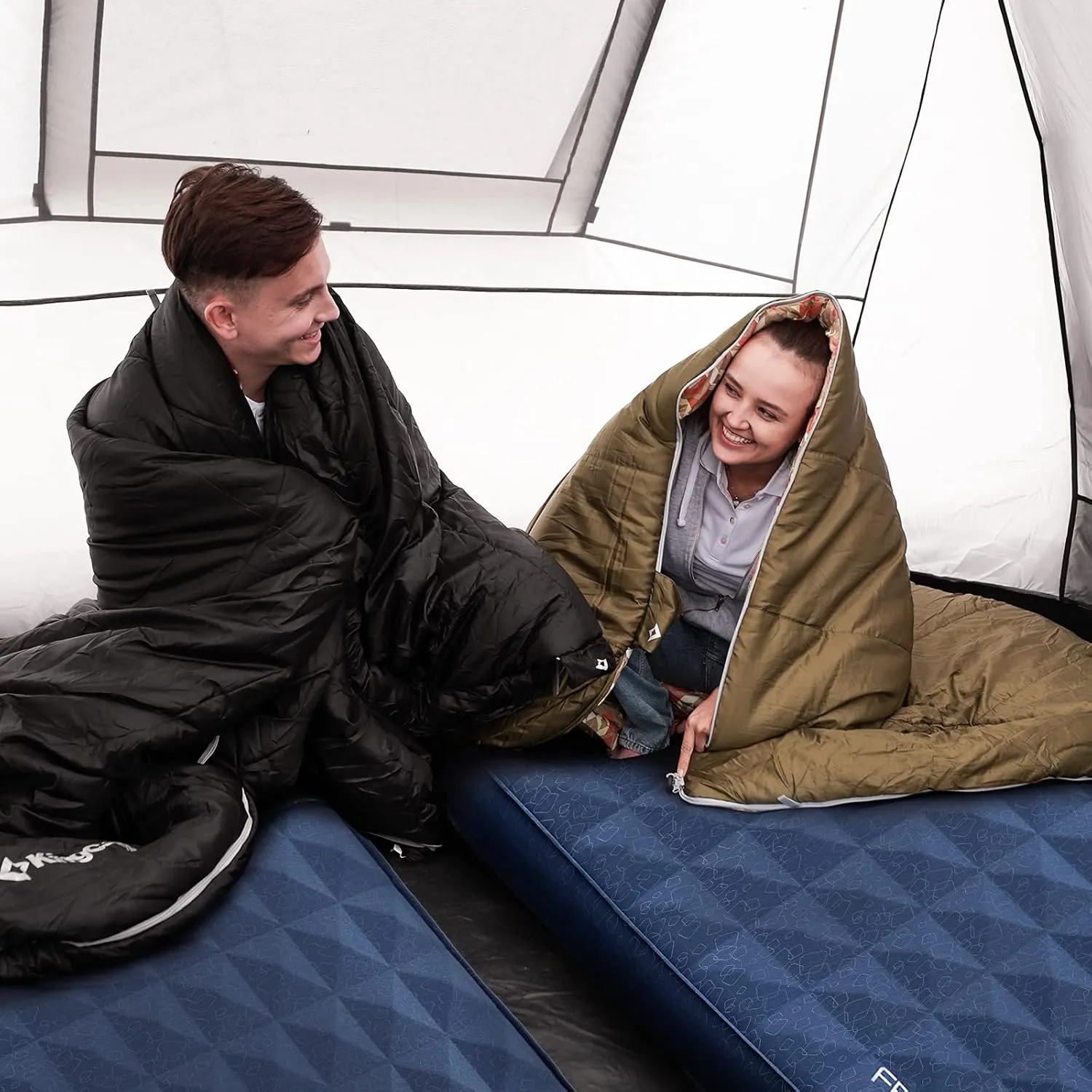 KingCamp Self Inflating Sleeping Pad for Camping 2 Person, Thick 4 Inch Double Camping Foam Mattress for Camping, Tent, Car, Picnic, 4 Season