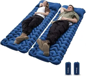 KingCamp Sleeping Pads for Camping, Self Inflating Camping Mattress with Built-in Foot Pump, Connectable Durable Inflatable Sleeping Mat with Pillow, Compact Camping Air Mattress for Camping Hiking