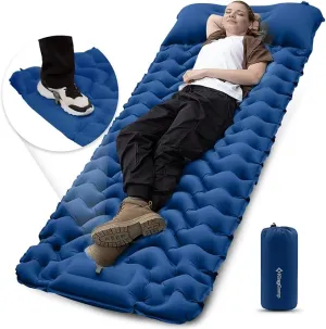 KingCamp Sleeping Pads for Camping, Self Inflating Camping Mattress with Built-in Foot Pump, Connectable Durable Inflatable Sleeping Mat with Pillow, Compact Camping Air Mattress for Camping Hiking