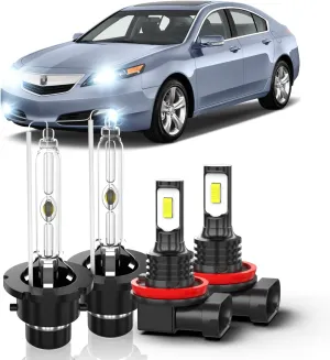 Kit for Acura TL 2007 2008, D2S D2R High/Low Beam  H11 H8 LED Fog Light Bulbs,6000K White,350% Brighter Lightness,Plug and Play, Longer Lifespan,Energy Conservation,IP67 waterproof,Pack of 4