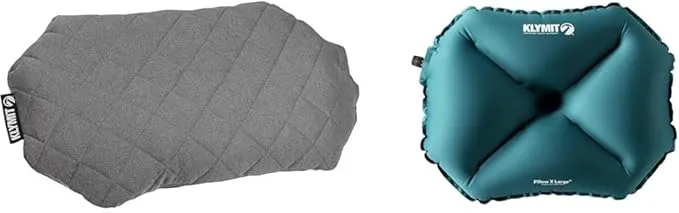 Klymit Luxe and Pillow X Travel Pillow Bundle - Inflatable Airplane, Backpacking and Camping Pillows