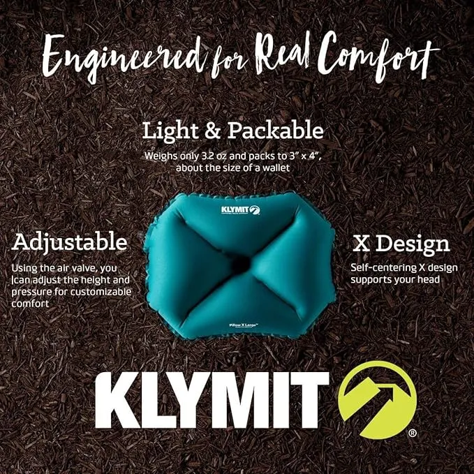 Klymit Luxe and Pillow X Travel Pillow Bundle - Inflatable Airplane, Backpacking and Camping Pillows
