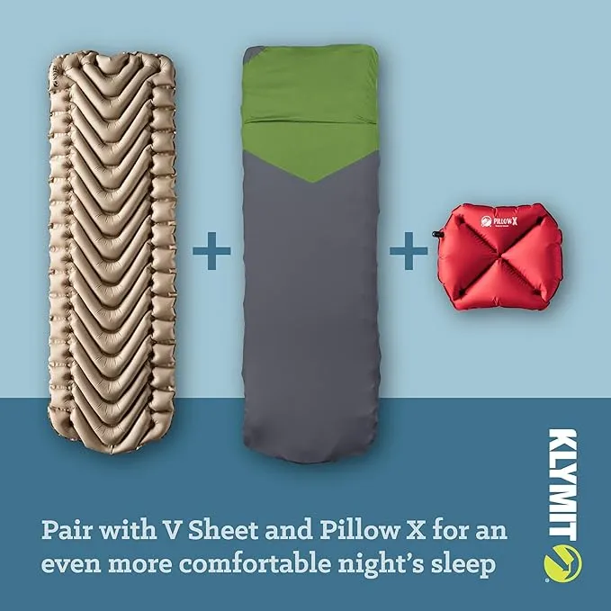 Klymit Static V Inflatable Sleeping Pad for Camping, Lightweight Hiking and Backpacking Air Bed, 3 Inch Thick, Coyote Sand