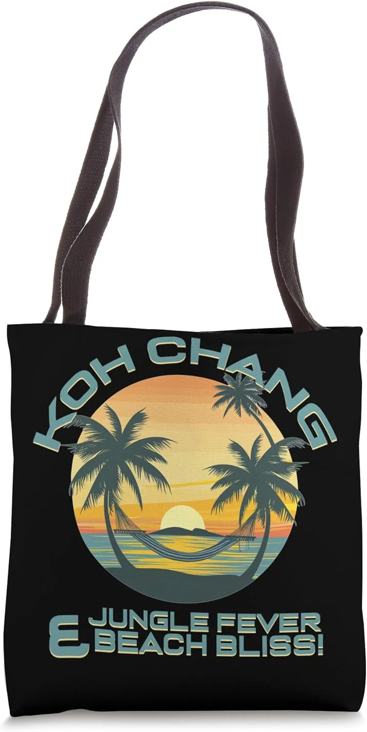Koh Chang Jungle Fever Beach Bliss Sunset with Palm Trees Tote Bag