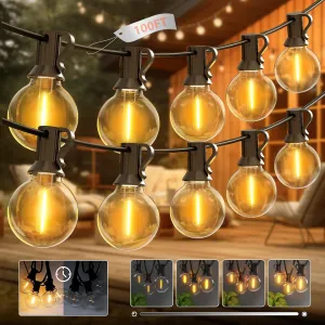 kolpop 100FT Outdoor String Lights with Dimmer Timer, G40 LED Patio Light with 41 3 Edison Shatterproof Bulbs, Waterproof Connectable Hanging Lights for Outside Party Backyard Gazebo