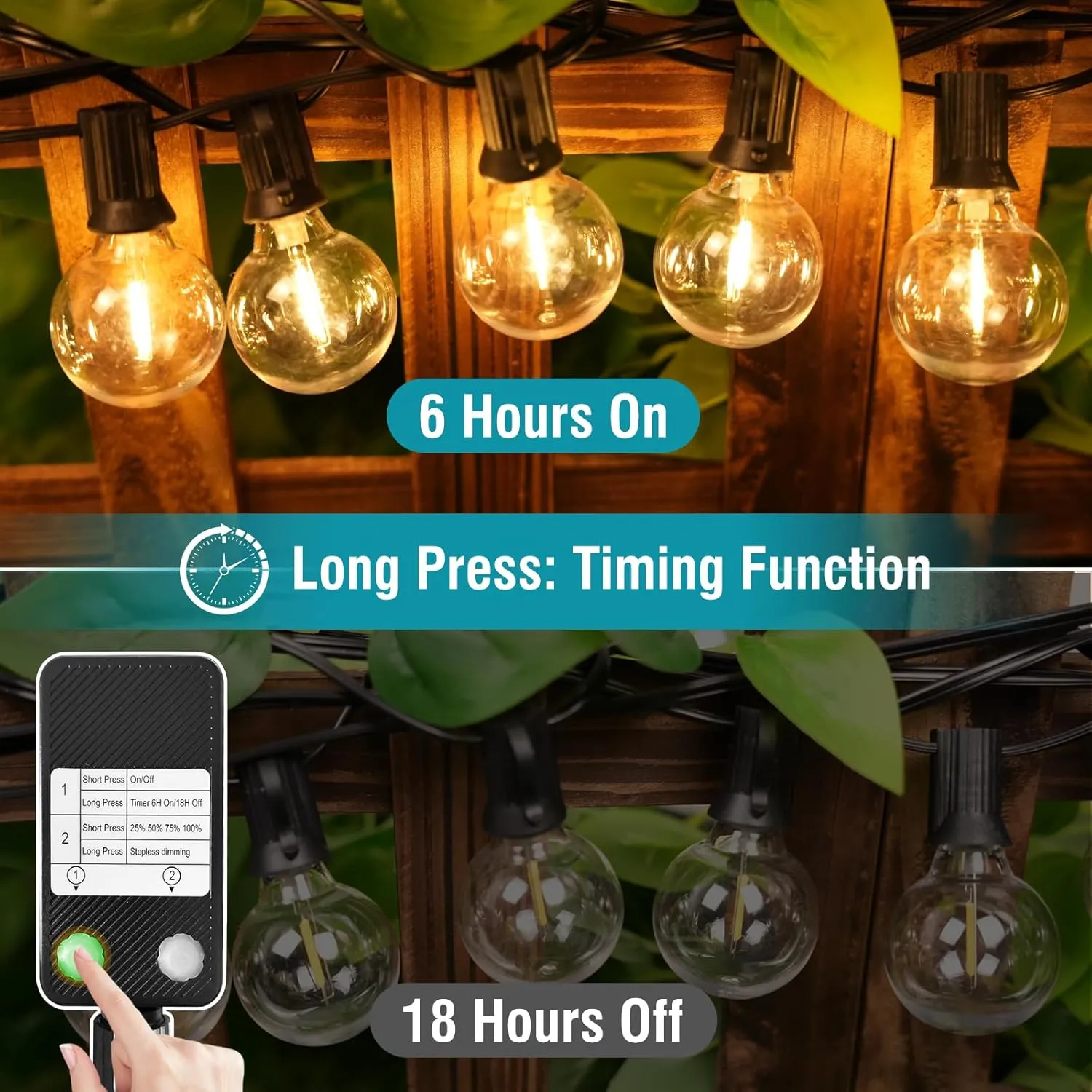 kolpop 100FT Outdoor String Lights with Dimmer Timer, G40 LED Patio Light with 41 3 Edison Shatterproof Bulbs, Waterproof Connectable Hanging Lights for Outside Party Backyard Gazebo