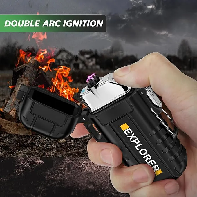 Lafagiet USB-C Rechargeable Lighter, Dual Electric arc, Waterproof, Flame-Less, Windproof Plasma lighters for Grill, Survival, Camping, Candle