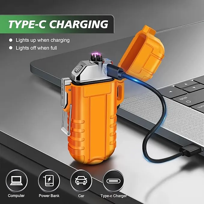 Lafagiet USB-C Rechargeable Lighter, Dual Electric arc, Waterproof, Flame-Less, Windproof Plasma lighters for Grill, Survival, Camping, Candle