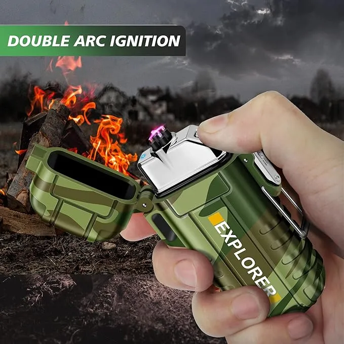 Lafagiet USB-C Rechargeable Lighter, Dual Electric arc, Waterproof, Flame-Less, Windproof Plasma lighters for Grill, Survival, Camping, Candle