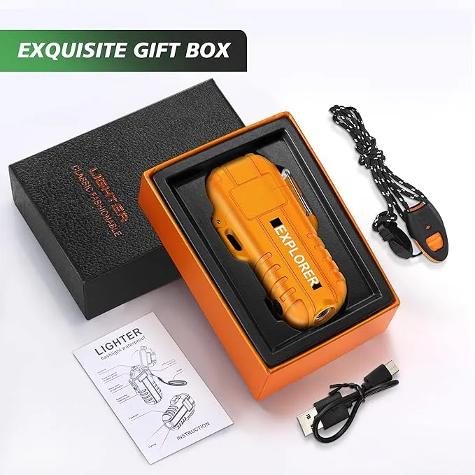 Lafagiet USB-C Rechargeable Lighter, Dual Electric arc, Waterproof, Flame-Less, Windproof Plasma lighters for Grill, Survival, Camping, Candle
