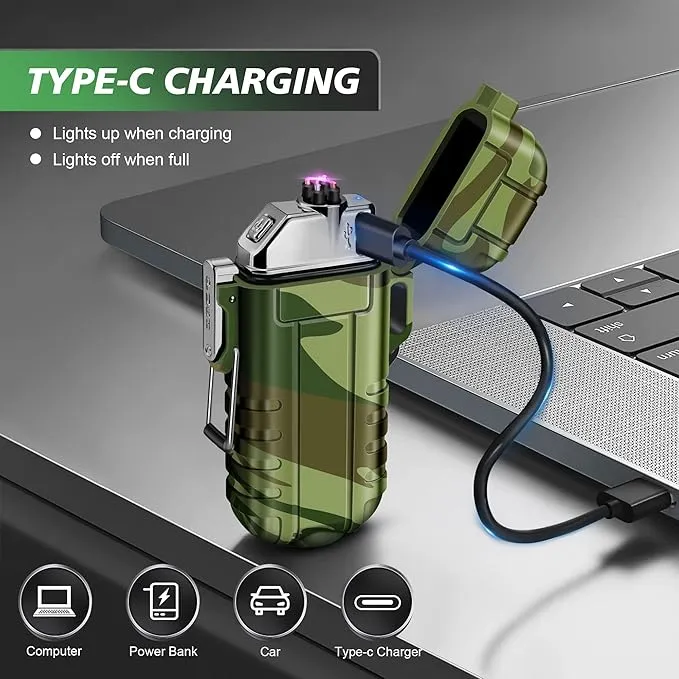 Lafagiet USB-C Rechargeable Lighter, Dual Electric arc, Waterproof, Flame-Less, Windproof Plasma lighters for Grill, Survival, Camping, Candle