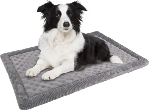 Large Dog Crate Pad 36 inch Gray Memory Foam Dog Kennel Bed Soft Flannel Washable Anti Slip Puppy Sleeping Mat,Grey