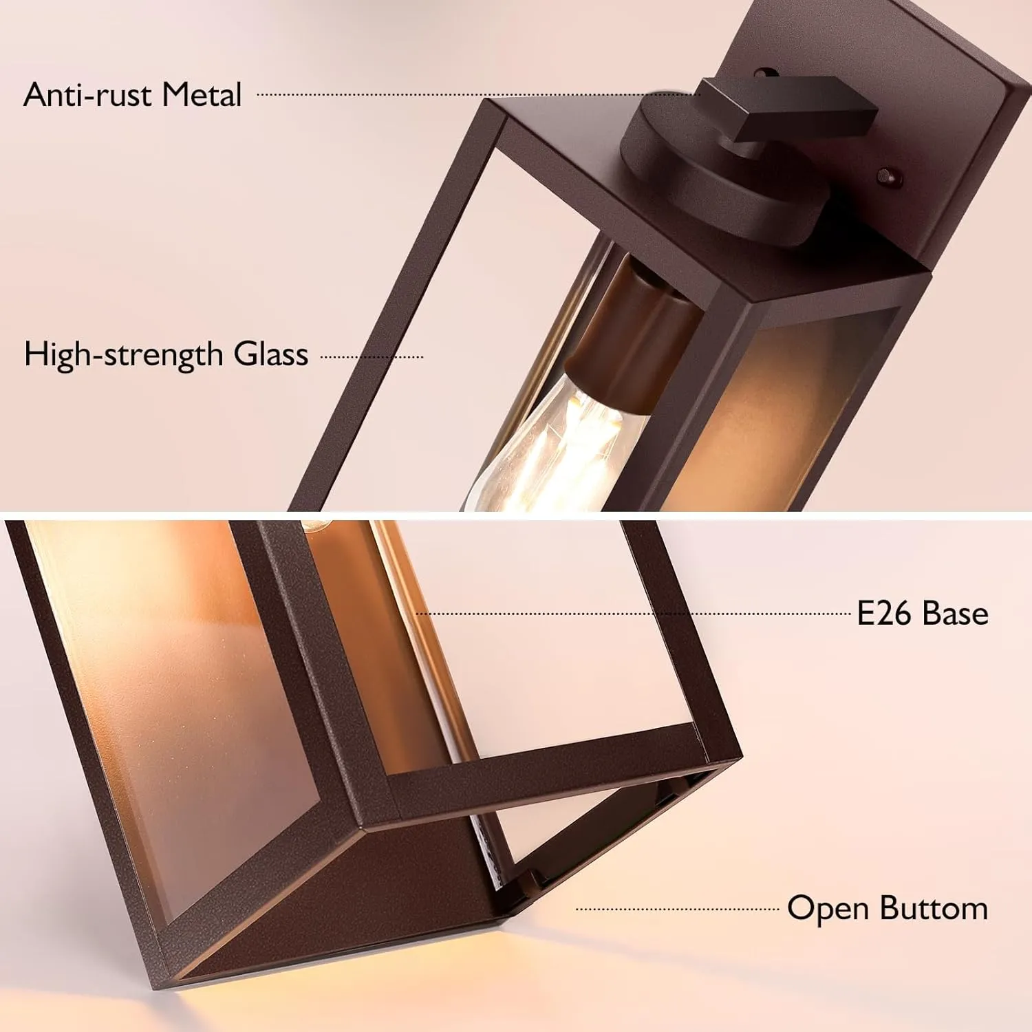 Large Size Outdoor Wall Light Fixture, Exterior Lighting Fixture Porch Sconce Wall Mounted, Waterproof Outdoor Wall Lantern Lamp, Outside Light for House Patio Front Door Entryway Garage, Brown