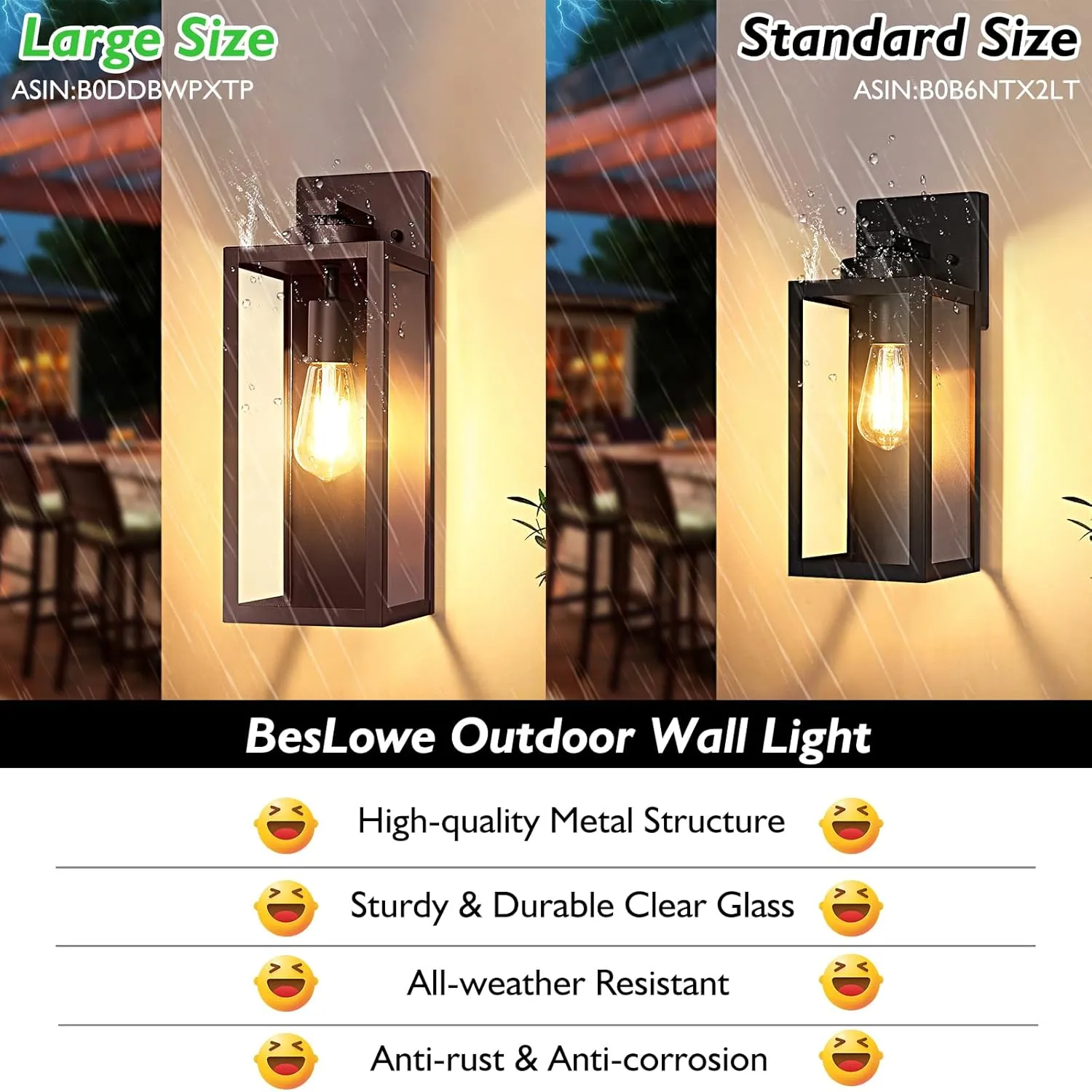 Large Size Outdoor Wall Light Fixture, Exterior Lighting Fixture Porch Sconce Wall Mounted, Waterproof Outdoor Wall Lantern Lamp, Outside Light for House Patio Front Door Entryway Garage, Brown