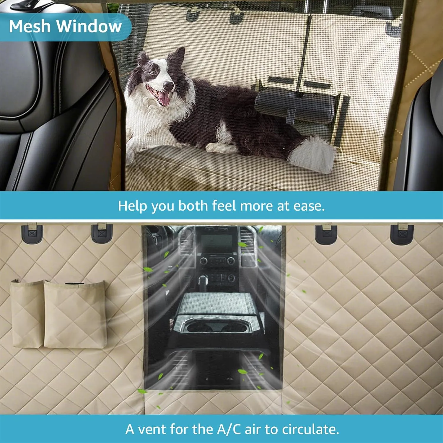 Lassie 4 in 1 Full Coverage Dog Car Floor Hammock,100% Waterproof Dog Car Seat Covers for Back Seat with Mesh Window for Sedans,Backseat Bench Protector for Cars, SUVs and Trucks etc