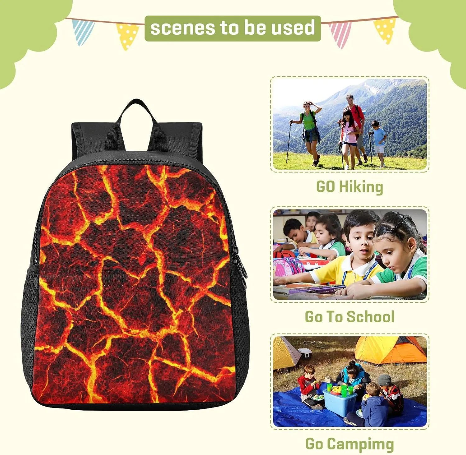 Lava Fire Volcano Texture Toddler Backpack Waterproof Mini Backpack Boys/Girls Cute Small Backpack Kindergarten Pre School Bags (M
