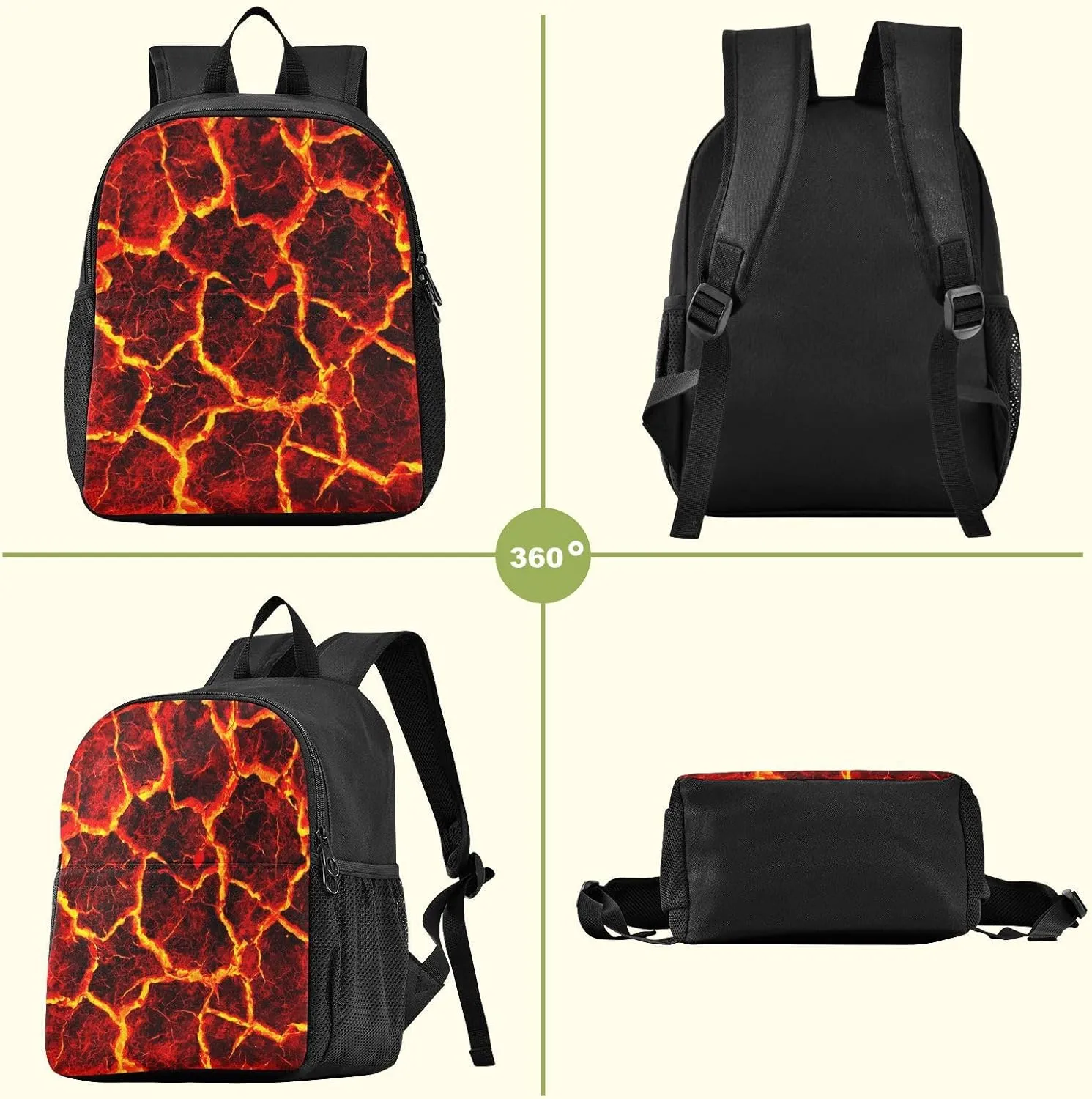 Lava Fire Volcano Texture Toddler Backpack Waterproof Mini Backpack Boys/Girls Cute Small Backpack Kindergarten Pre School Bags (M