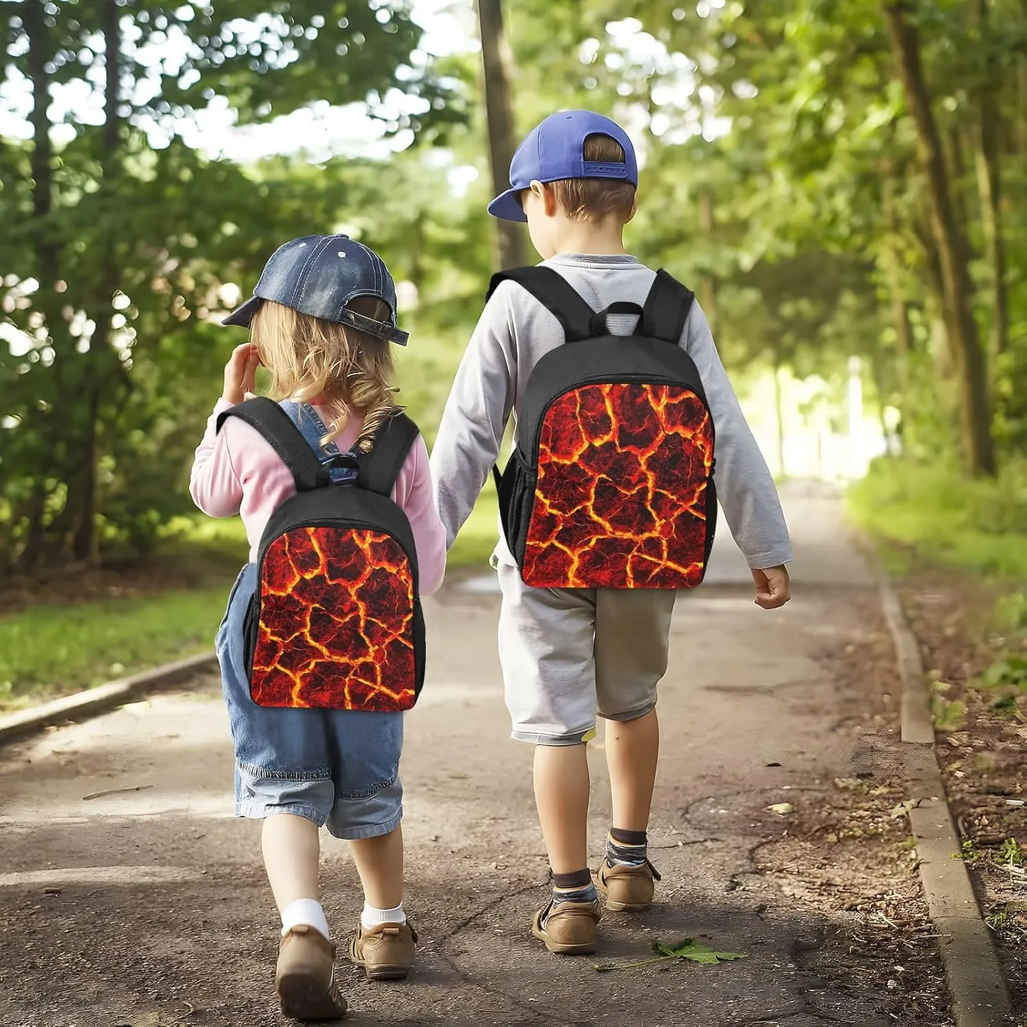 Lava Fire Volcano Texture Toddler Backpack Waterproof Mini Backpack Boys/Girls Cute Small Backpack Kindergarten Pre School Bags (M