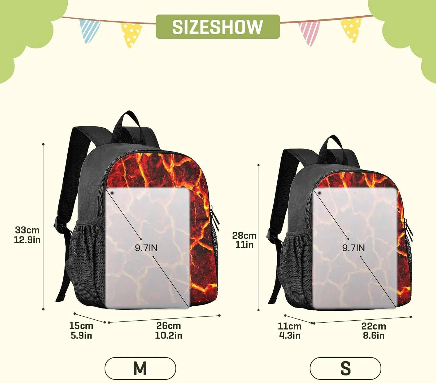 Lava Fire Volcano Texture Toddler Backpack Waterproof Mini Backpack Boys/Girls Cute Small Backpack Kindergarten Pre School Bags (M
