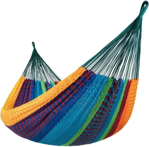 Lazy Daze Hammocks10.5 FT Handwoven Mayan Family Hammock with Portabl Carry Bag and for Outside Outdoor Patio Backyard Poolside, 550 LBS Weight Capacity,Multi Color