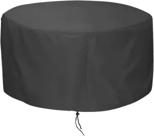 LBTING Fire Pit Cover, 48 inch Cover for 45-48 inch Round Firepit, Waterproof Windproof Dustproof UV-Resistant Heavy Duty Cover for Outdoor Patio Firepit Table - Black