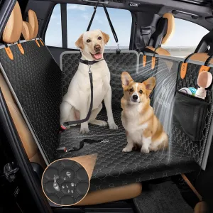 Leather Back Seat Extender for Dogs, Scratchproof and Waterproof Car Seat Cover with Hard Bottom(Holds 400lbs),Dog Hammock for Car, SUV and Truck (Black)