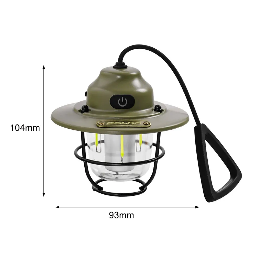 LED Camping Lamp - Retro Hanging Tent Lantern with Dimmable Light Outdoor Battery Emergency Light