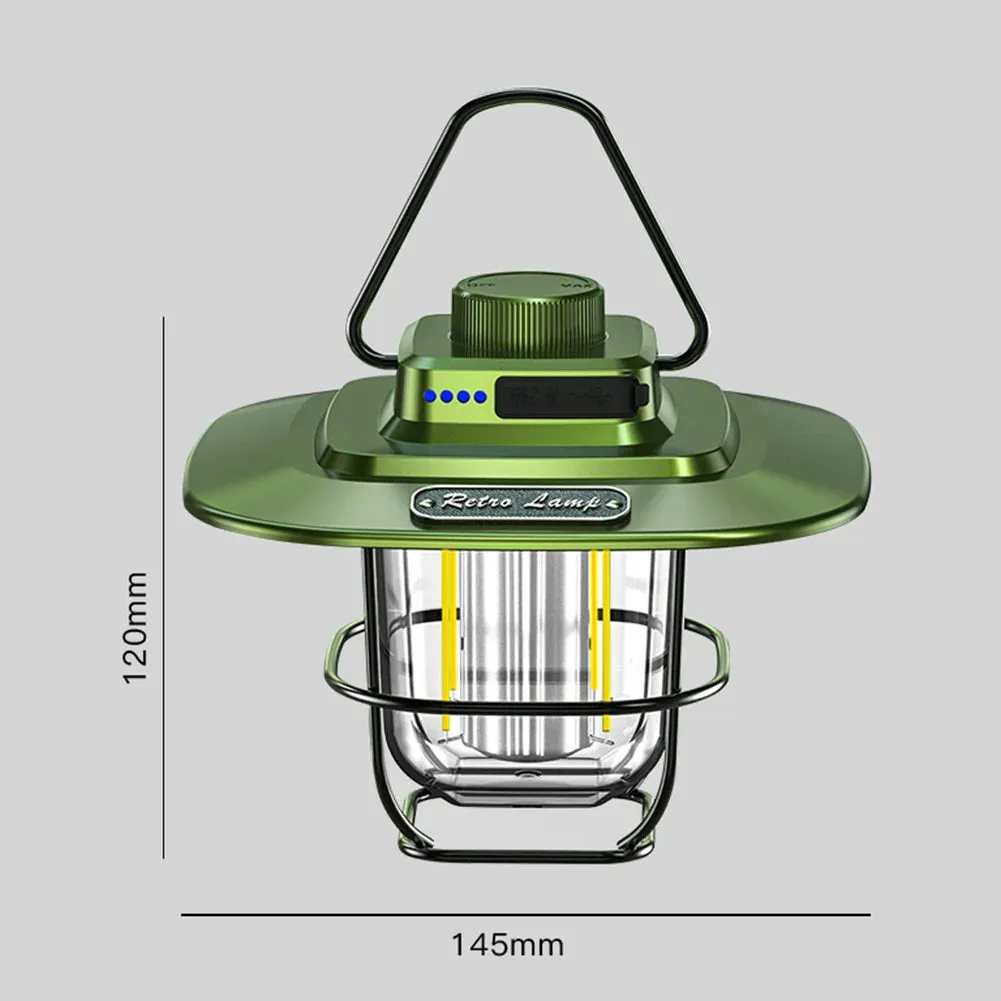 LED Camping Lamp - Retro Hanging Tent Lantern with Dimmable Light Outdoor Battery Emergency Light