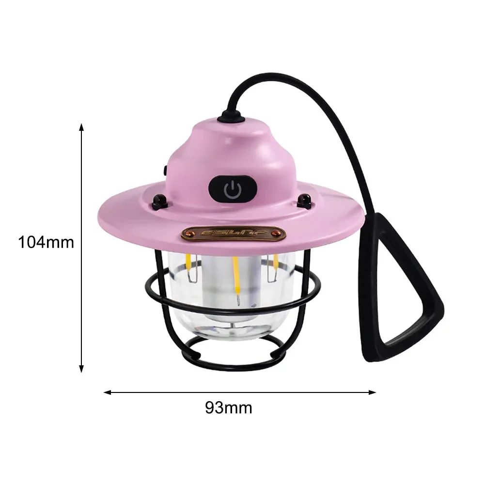 LED Camping Lamp - Retro Hanging Tent Lantern with Dimmable Light Outdoor Battery Emergency Light