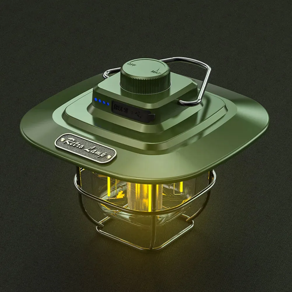LED Camping Lamp - Retro Hanging Tent Lantern with Dimmable Light Outdoor Battery Emergency Light